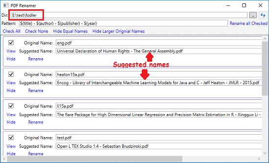 PDF Renamer suggesting names