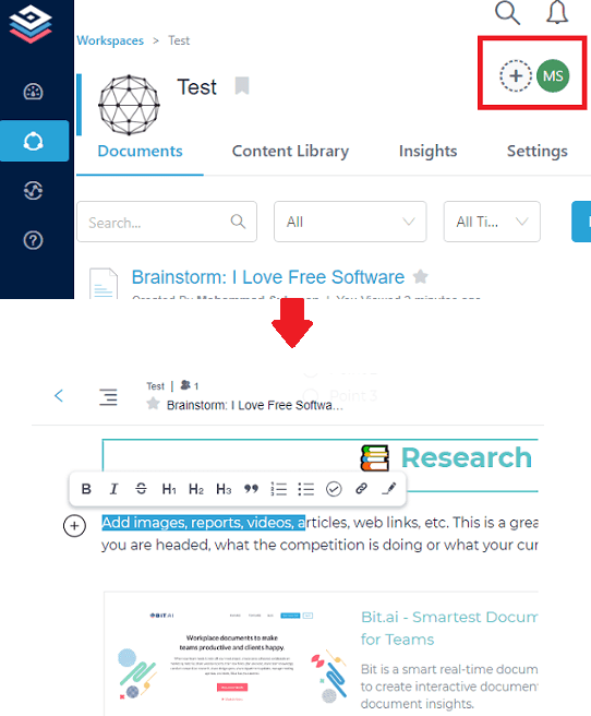 create document online and add formatting