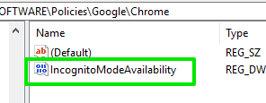 create incognitomodeavailability dword