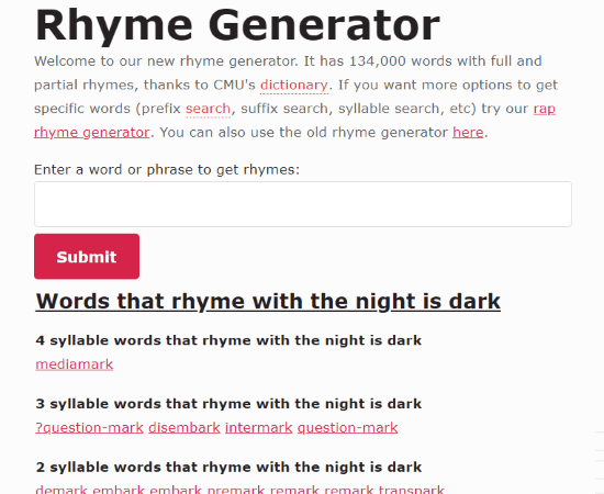 5 Online Rhyme Generator Websites Free