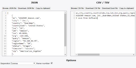 convert xls to json