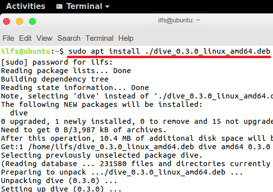 Dive installation in ubuntu