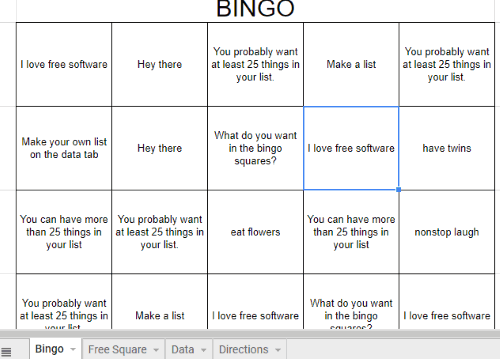 Bingo board