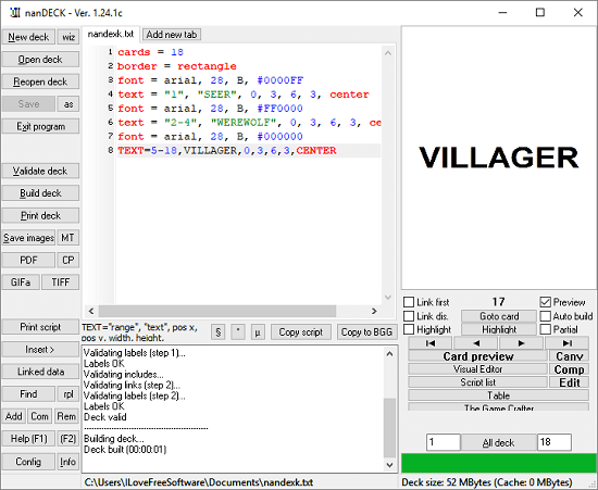 Free Scripting Graphic Software to Generate Custom Cards nanDeck