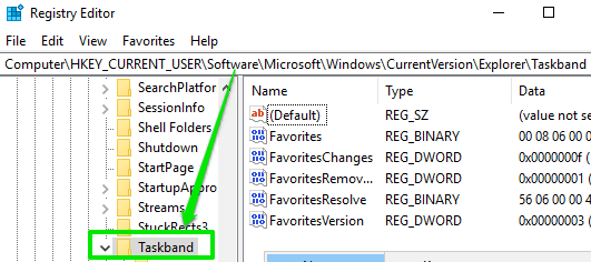 access taskband key