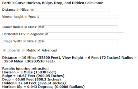 calculate online earth curvature online