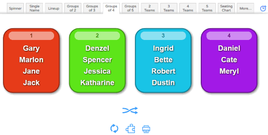 Divide names into groups