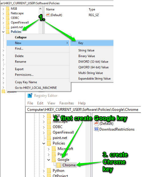 create google and chrome keys