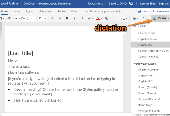 How To Use Dictation In Microsoft Word 