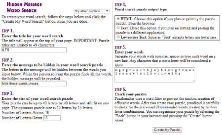 hide secret message in word puzzle