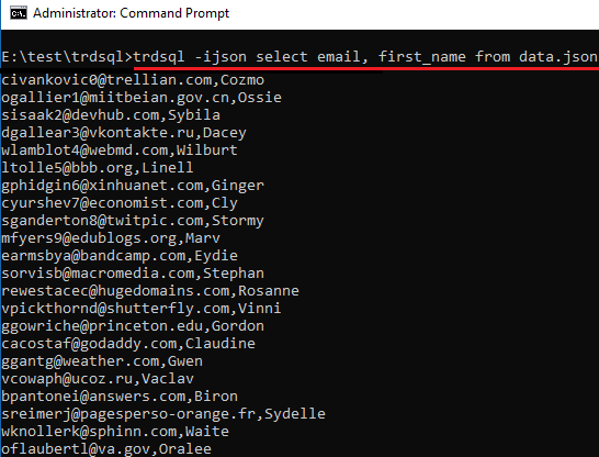 trdsql quries for specific columns