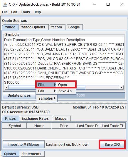 CSV to OFX GUI in action free