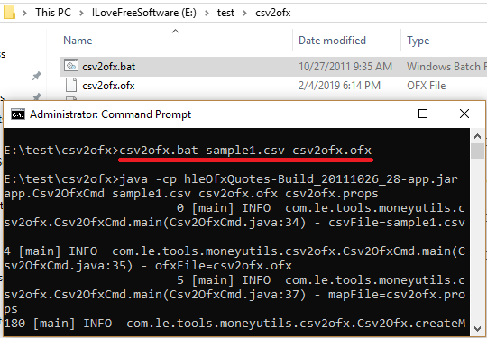 CSV to OFX command line