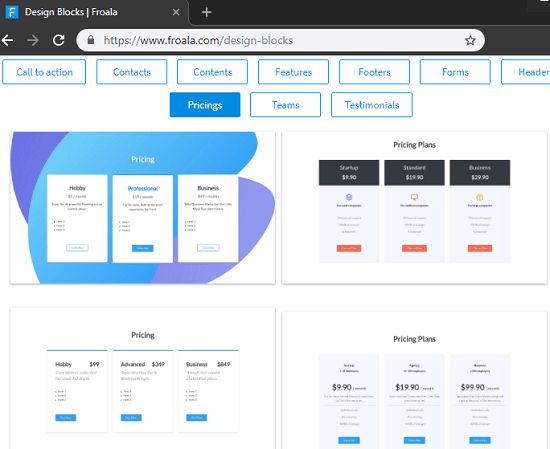 Froala design blocks