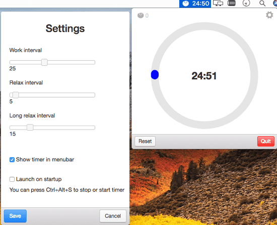 pomodoro menu bar app for MAC