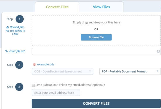 Convert ODS to PDF online