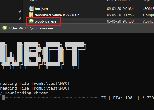 WBOT downloading Chrome