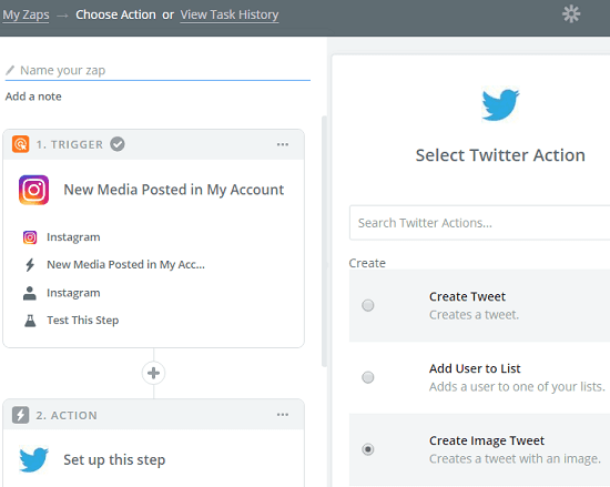 Zapier Twitter action