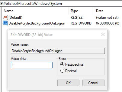 set 1 as value data