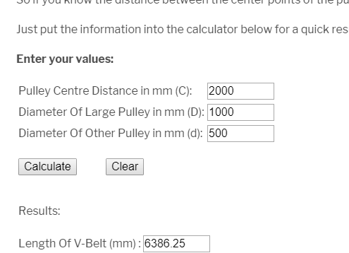 Belt Length Calculator bolton