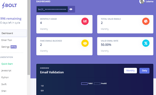 AI Based Free Email Validation API for Developers Bolt