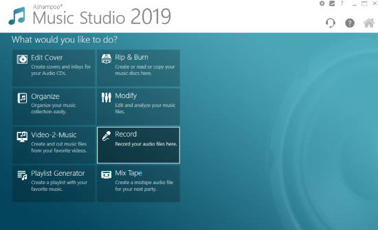 Ashampoo Music Studio- main interface