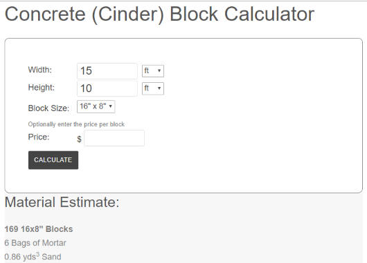 concrete block calculator excel