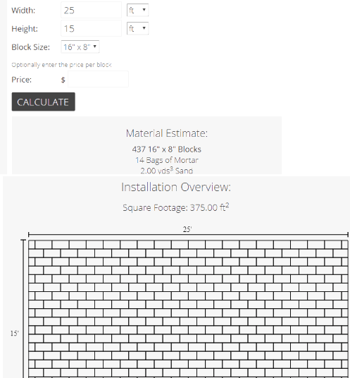 concrete block calculator excel