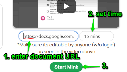 enter document url set time and use start button