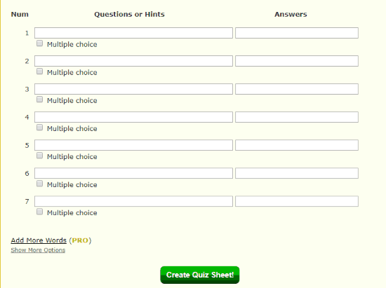 generate printable quiz online