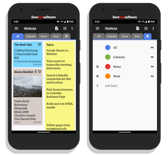 Free note taking Android app with reminders, calendar, Google Drive sync