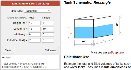 tank volume calculator litres