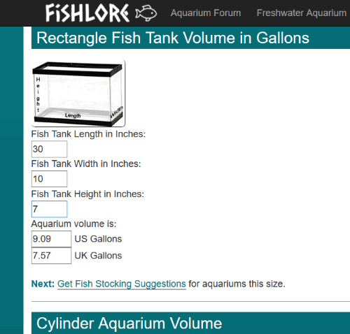 aquarium tank volume calculator