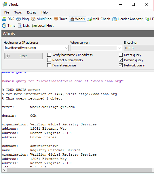 Network Pinger - Help on the Whois Tool [Freeware]