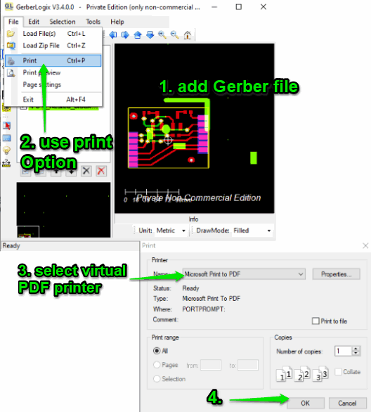 GerberLogix software and virtual pdf printer