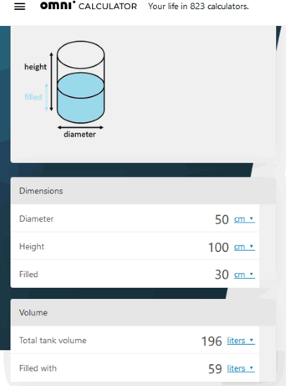 vertical tank volume calculator gallons