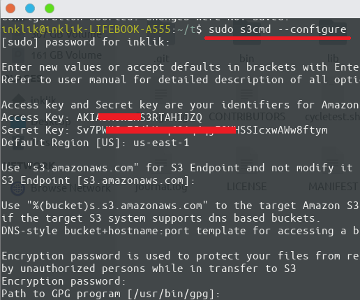 S3 cmd configure