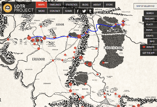 middle earth map the hobbit path