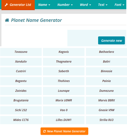 random planet name generator