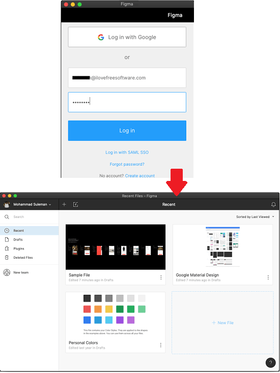 Figmac interface and login