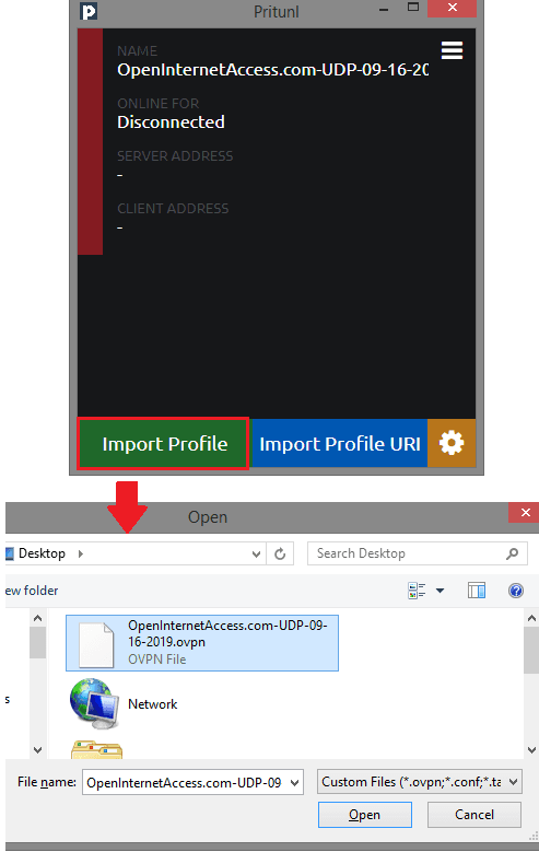 Pritunl import configuration file