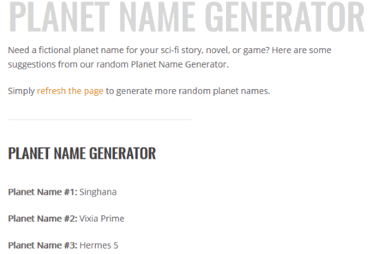 random planet name generator