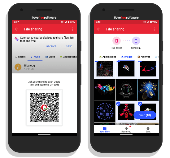 share files offline in Android using Opera Mini