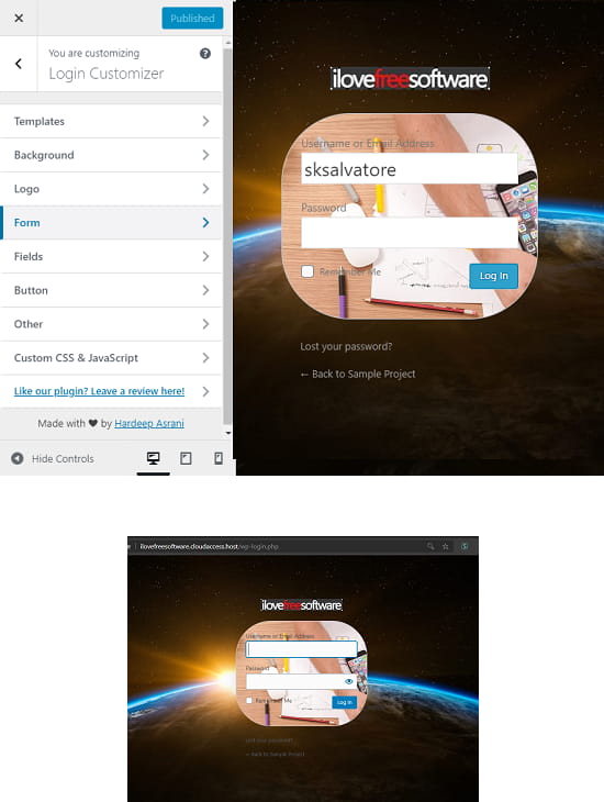 Custom Login Page Customizer hardeep