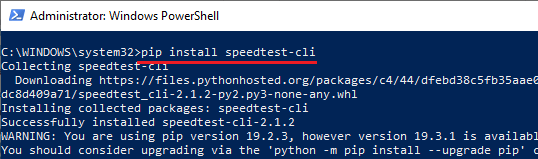 pip install speedtest cli