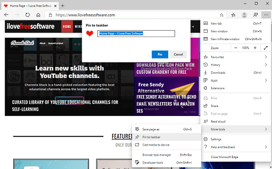 How to Pin Websites to Taskbar using Microsoft Edge Chromium