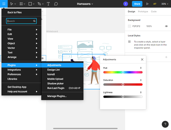 Realtime HSL adjustment Plugin for Figma