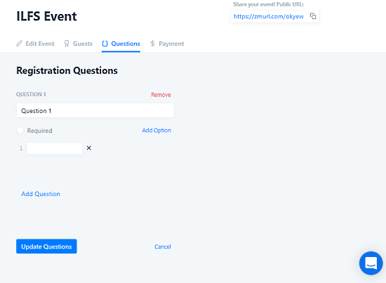 zoom event landing page