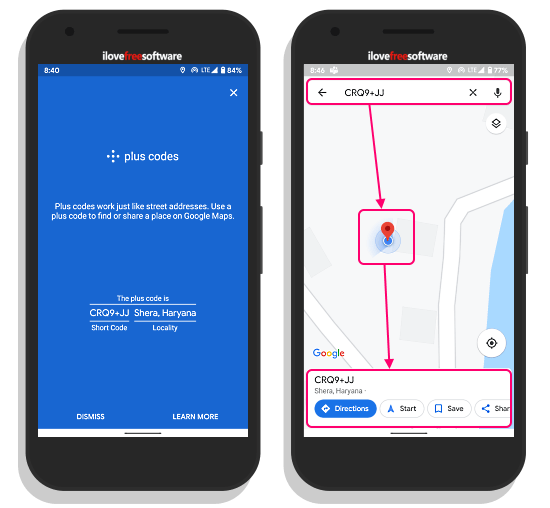 Share Location using Plus Codes in Google Maps