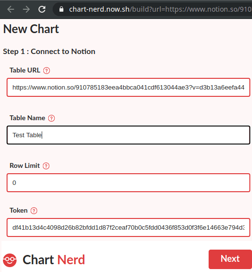 Chart Nerd table parameters